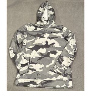 Nike Therma-FIT Camo Hoodie Men’s Medium Gray White Pullover Kangaroo Pocket